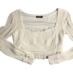 Nasty Gal White Elegant Top Classy Chic Crop Light Weight Blouse
